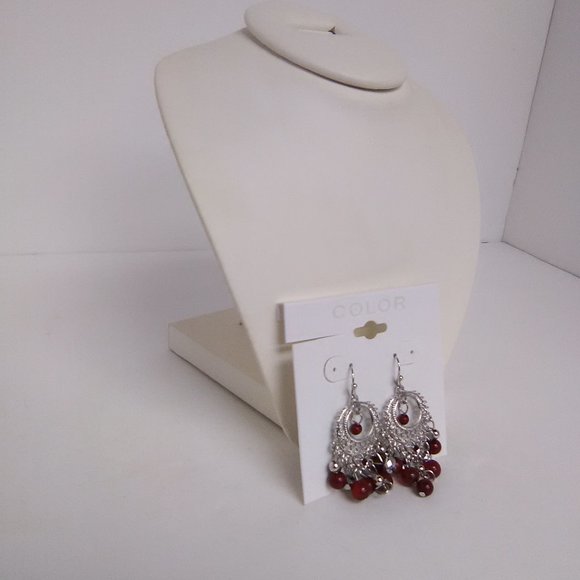 3 Piece Red & Silver  Necklace, Earring, Bracelet Set NWT - Picture 7 of 8